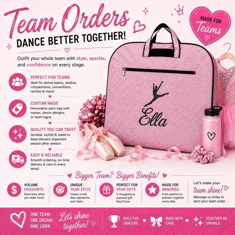 Personalized Dance Garment Bag, Glitter Dance Competition Bag, Custom Dance Costume Bag, Ballet Garment Bag, Recital Travel Bag image 11