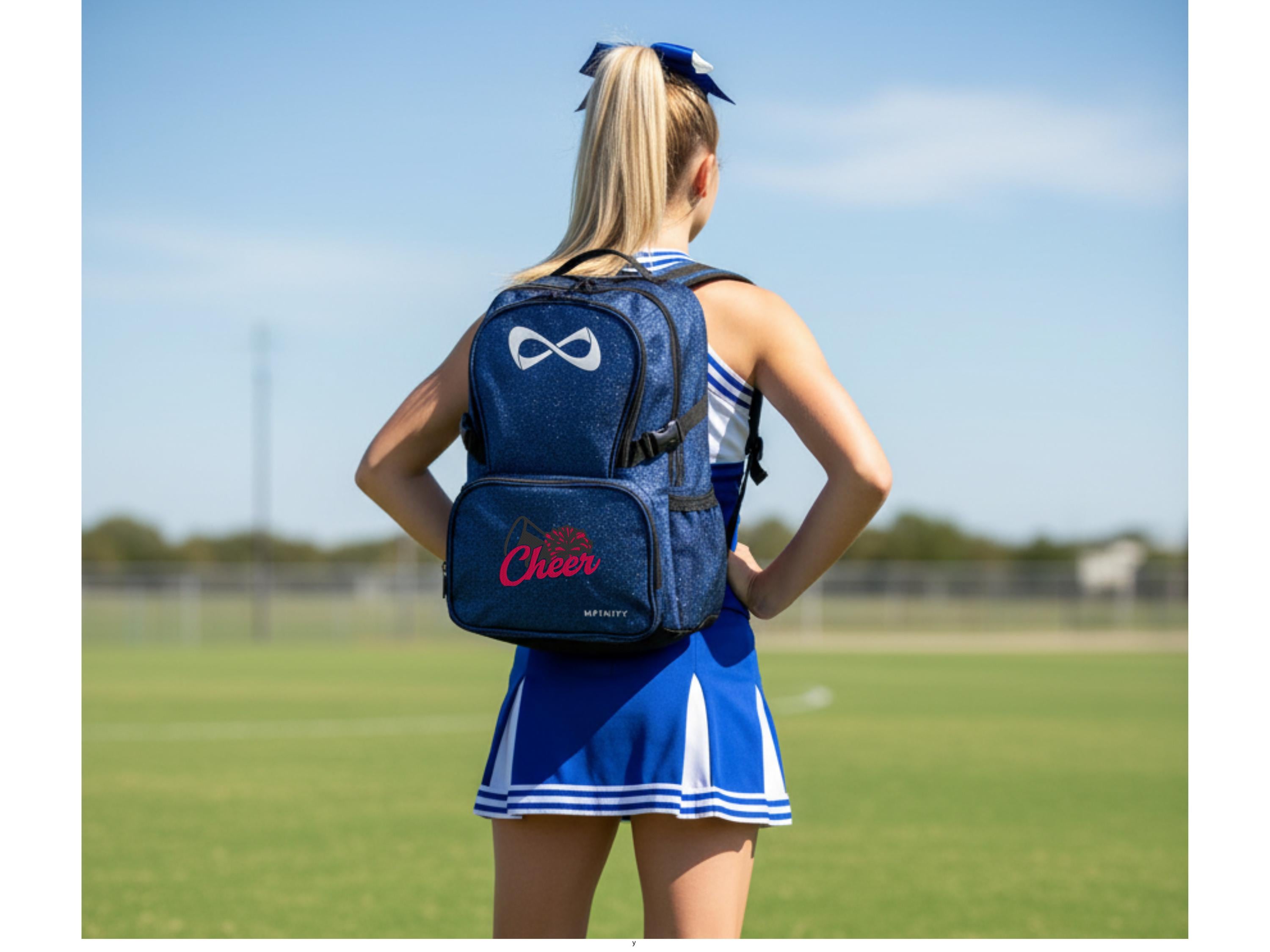 NFINITY Blue and White Glitter Cheer Backpack Nfinity Classic Backpack main image 4