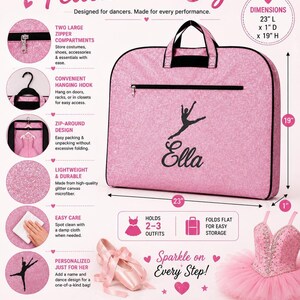 Personalized Dance Garment Bag, Glitter Dance Competition Bag, Custom Dance Costume Bag, Ballet Garment Bag, Recital Travel Bag image 6