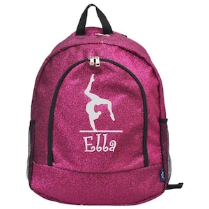 Pink Glitter Gymnast Backpack | Personalized Cheer & Dance Bag | Kids Sports and School Gift