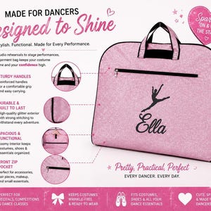 Personalized Dance Garment Bag, Glitter Dance Competition Bag, Custom Dance Costume Bag, Ballet Garment Bag, Recital Travel Bag image 2