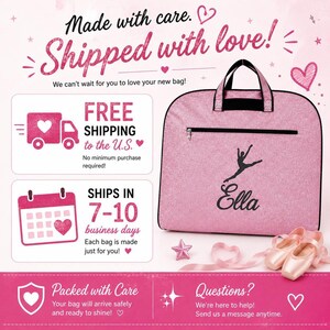 Personalized Dance Garment Bag, Glitter Dance Competition Bag, Custom Dance Costume Bag, Ballet Garment Bag, Recital Travel Bag image 7