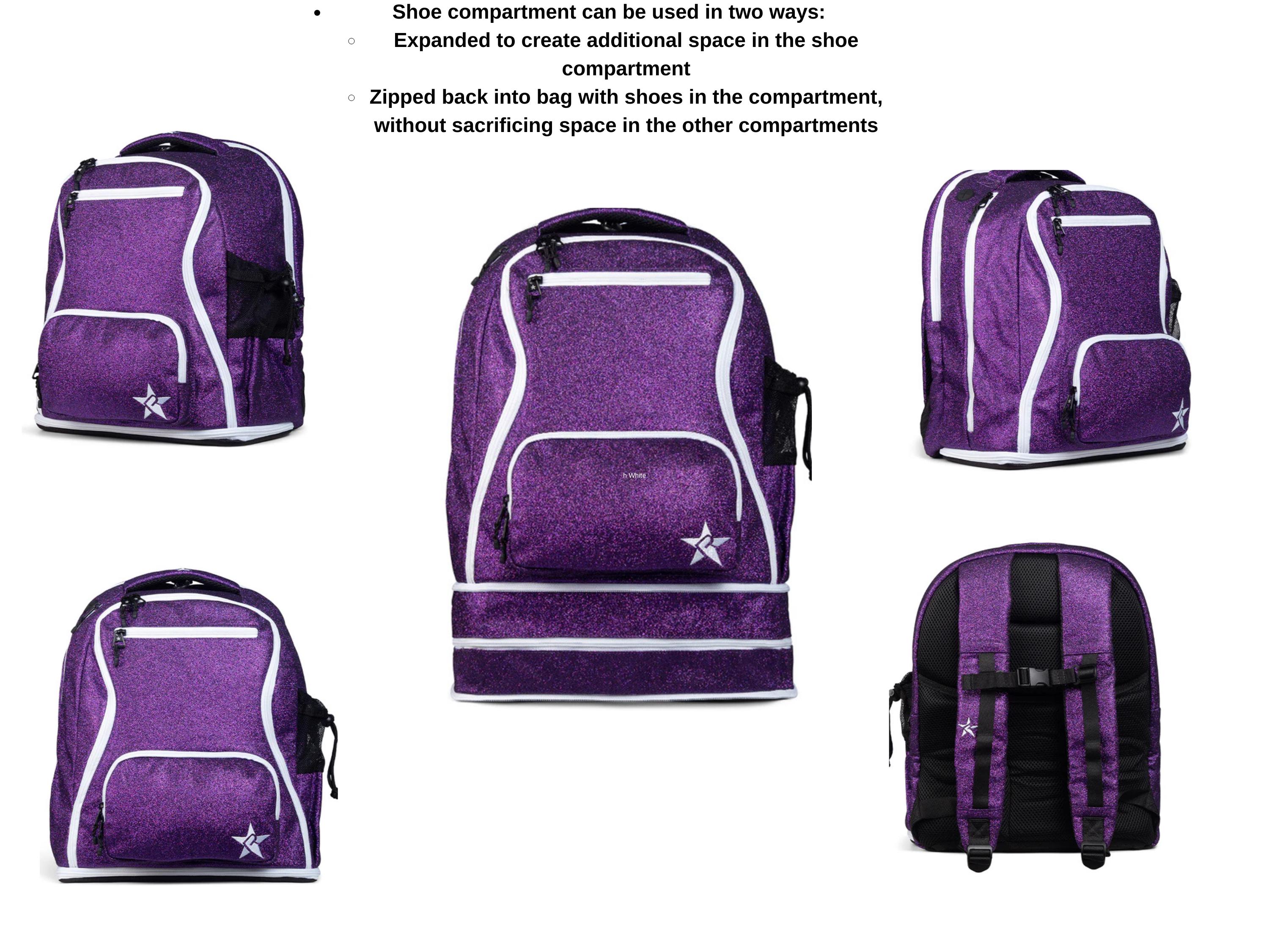 Rebel Dream Bag in Amethyst with White Zipper - cheerleading backpack Custom and Durable Cheer Team Bags main image 3