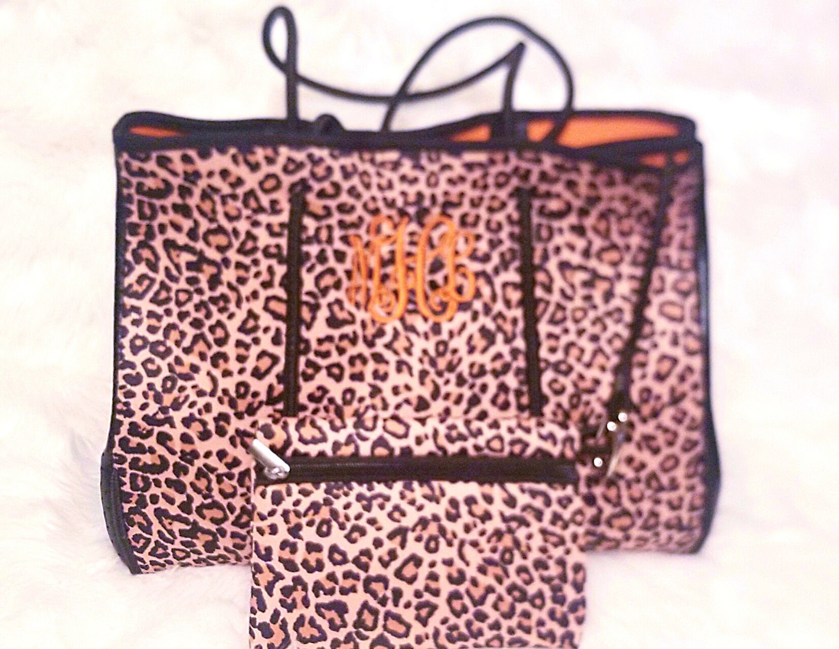 monogrammed leopard bag