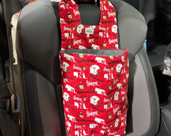 Car Trash/Utility Tote Bag Nebraska Cornhusker Design 9" w x4" dx 12" l Handmade
