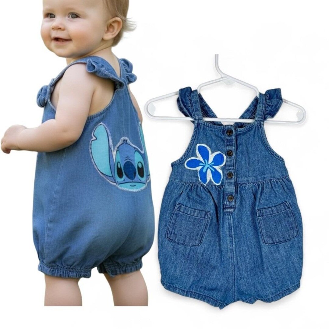 LILO and Stitch 6-12 Month Classic Blue Denim Overalls Hand Crafted - Etsy
