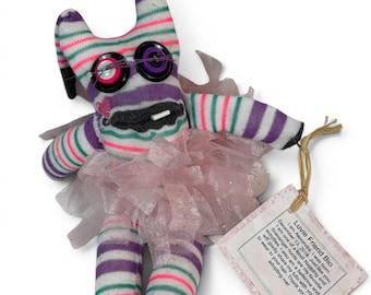 Luvie Friend Alexandra Sock Monster Plush Ballerina Striped Handmade Toy 11 inch