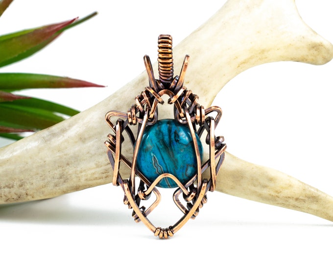 Copper Blue Stone Pendant Copper Wire Wrap Gift for Her Etsy