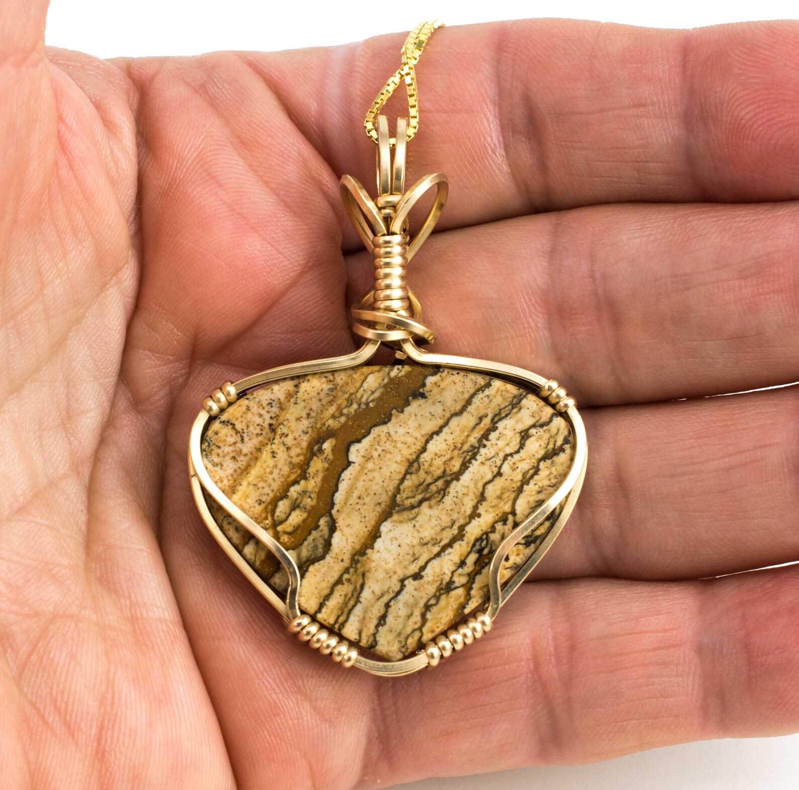 Gold Jasper Pendant 14K Gold Filled Desert Jasper Necklace Etsy