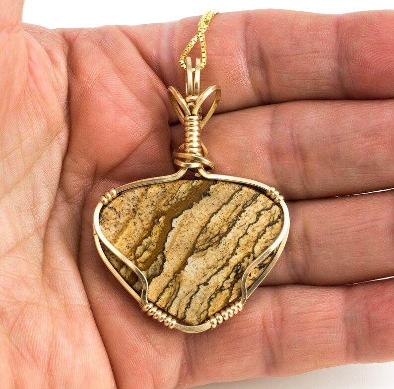 Gold Jasper Pendant 14K Gold Filled Desert Jasper Necklace Etsy