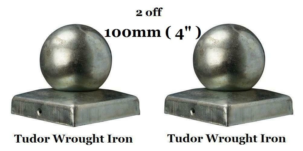 2 Two 4 100mm Wrought Iron Ball Post Caps Tops Mild Etsy