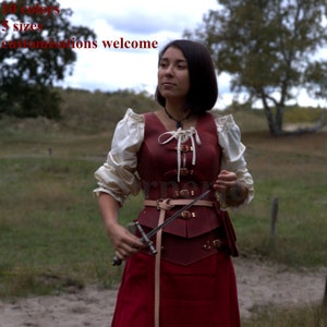 Solid Jerkin for women, made of leather, larp, Medieval