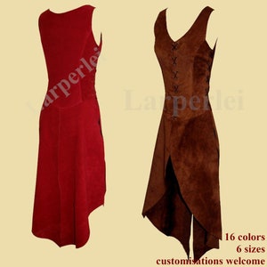 Long elvish Surcoat for women, made of leather, Larp, Medieval, Assassin