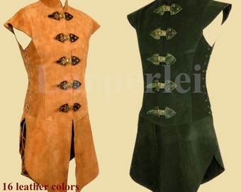 Wappenrock für Männer, aus Leder, Larp, Fantasy, Mittelalter Tunika