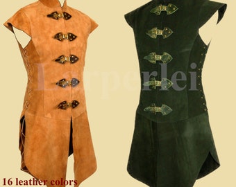 Surcoat for men, made of leather, Larp, Fantasy, medieval Tunic