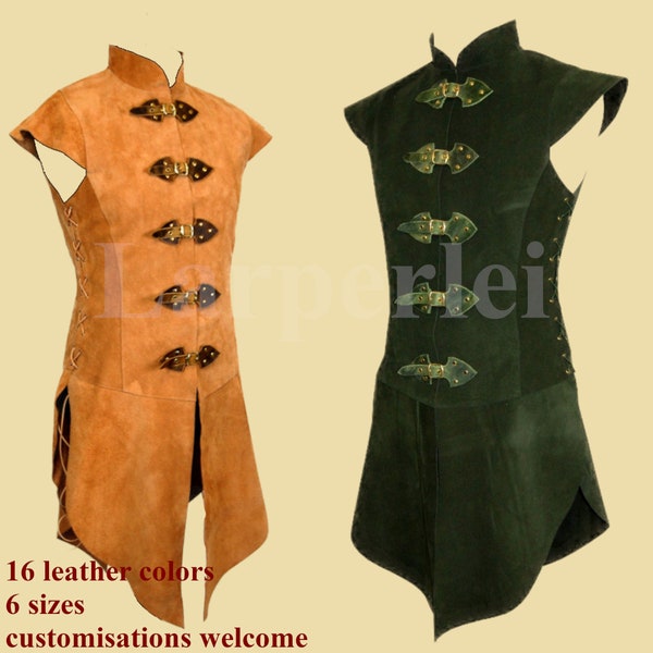 Surcoat for men, made of leather, Larp, Fantasy, medieval Tunic