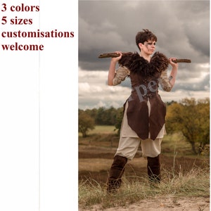 Leather Surcoat with Fur Collar for women