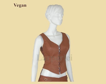 Vegan Womens "leather" doublet, Larp, Fantasy, Medieval, Renaissance