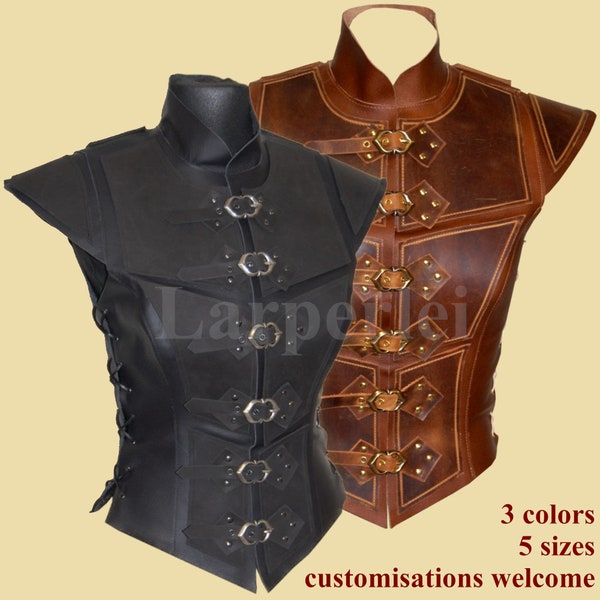 Reinforced leather Jerkin -Deluxe- for women; Leather, Larp, Fantasy, LRP
