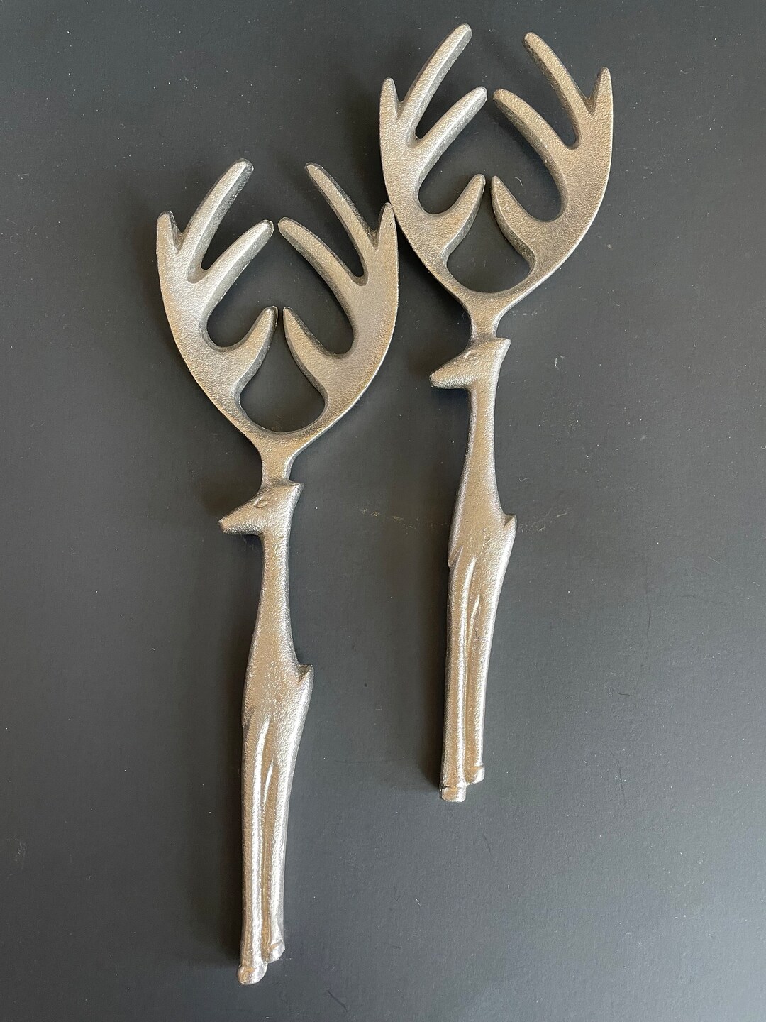 Vintage Pottery Barn Cast Aluminum Reindeer Salad Forks Etsy
