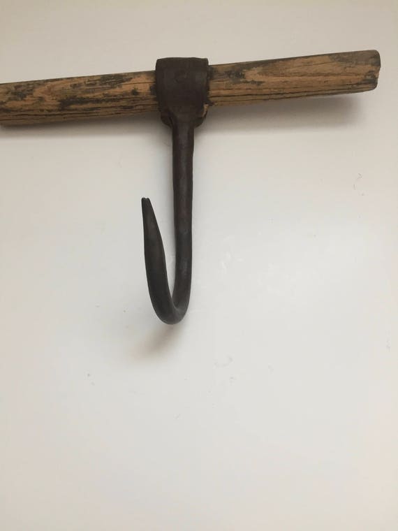 Antique Cast Iron Hook With Wood Handle -  Canada
