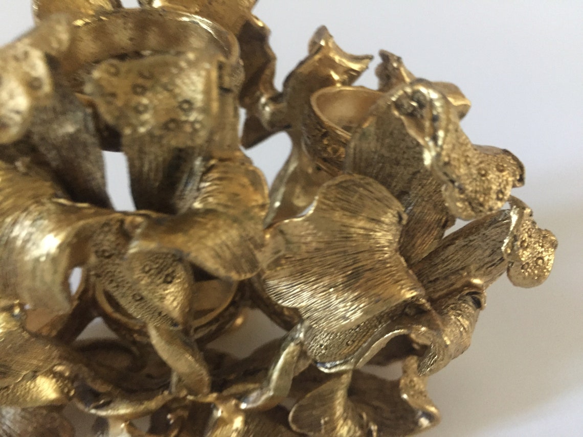 Stunning Vintage Metal Tiger Lily Gold Makeup Brush Holder Etsy