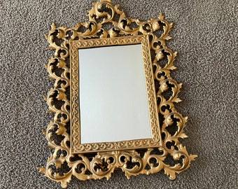 Vintage Cast Iron  Victorian Painted Gold Mirror***SALE***