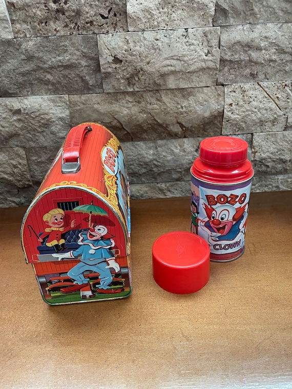 Vintage 1963 Bozo the Clown Lunchbox and Thermos Dome Top by