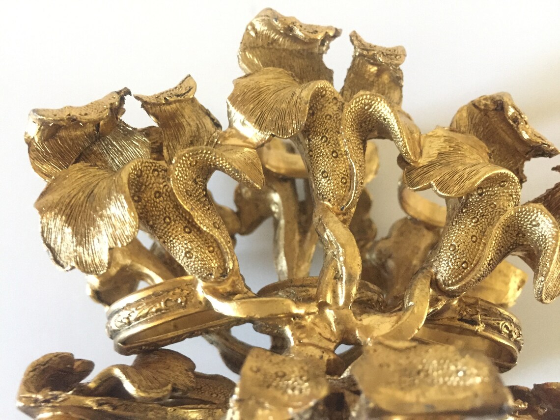 Stunning Vintage Metal Tiger Lily Gold Makeup Brush Holder Etsy