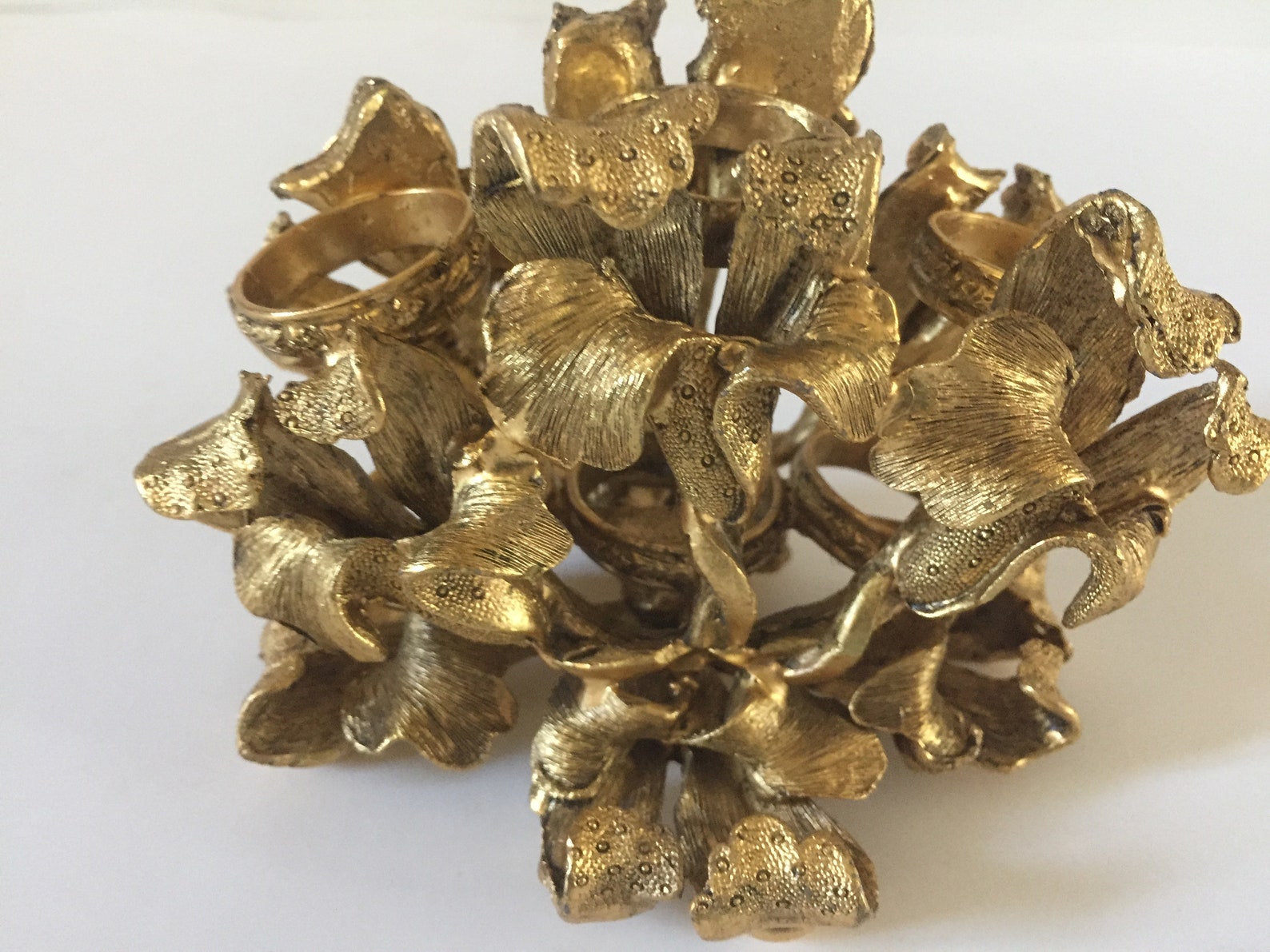 Stunning Vintage Metal Tiger Lily Gold Makeup Brush Holder Etsy