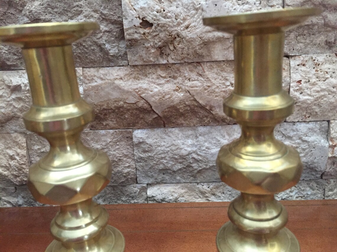 Vintage Brass Beehive Candlesticks A Pair Etsy