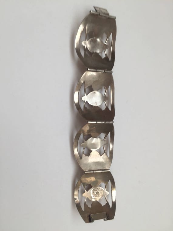 VintageMexican Sterling Glass Foil Opal Bracelet - image 6