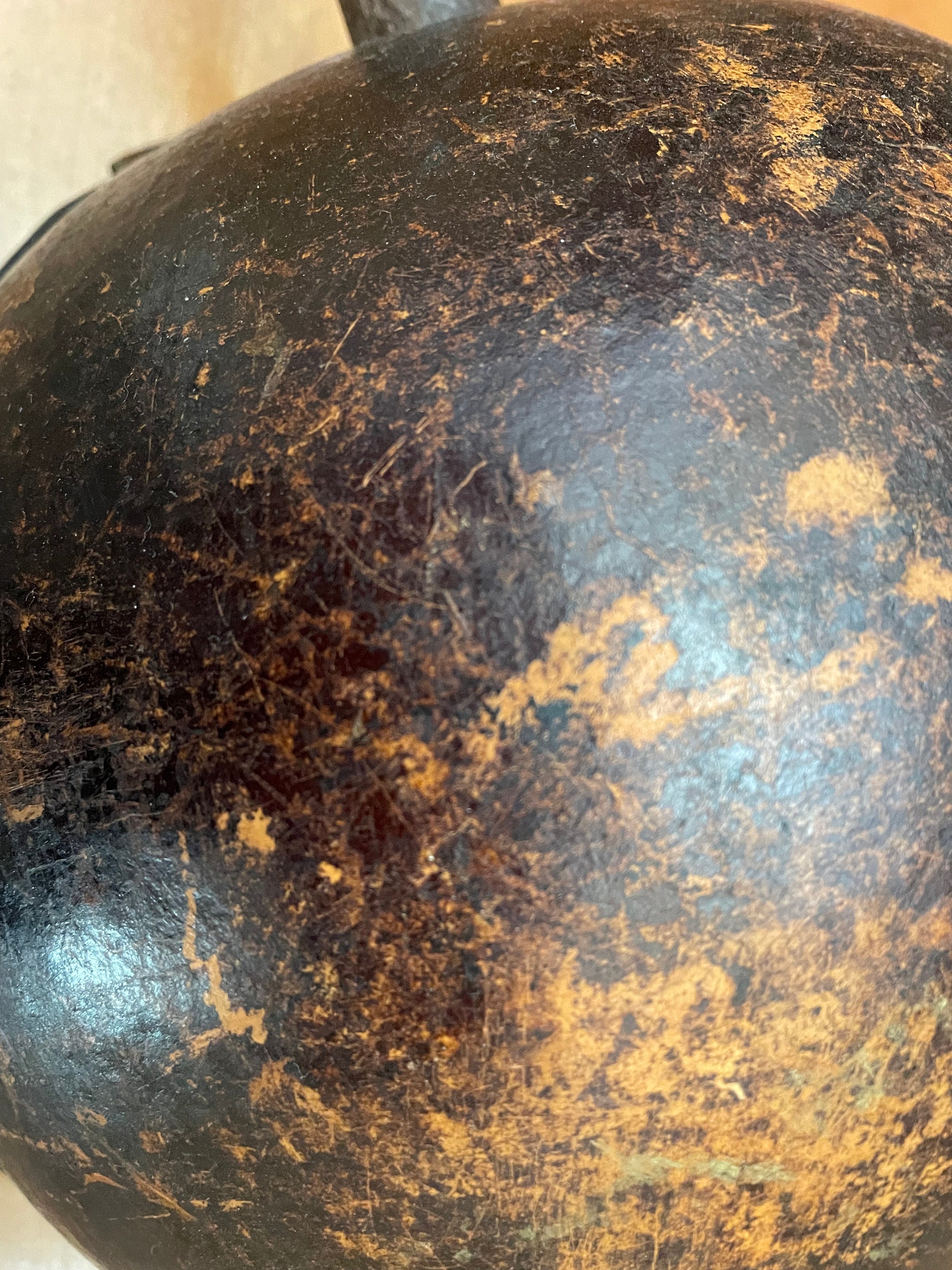 Wooden Shell Instrument Vintage Mali Wood/ Gourd Leather and Cowrie Shells Drum and Drum Stick ...