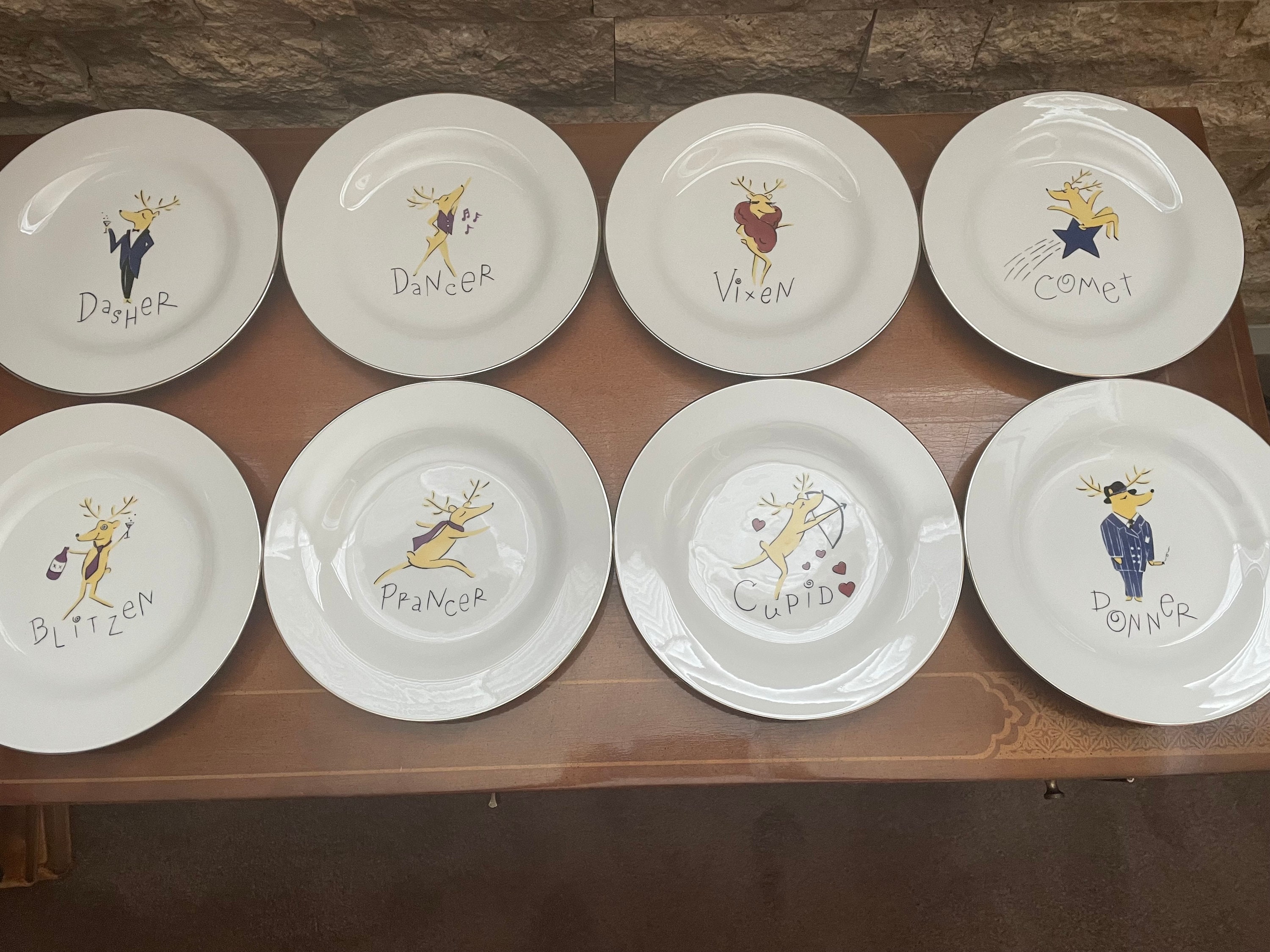 Excellent Set of Pottery Barn Reindeer Salad or Dessert