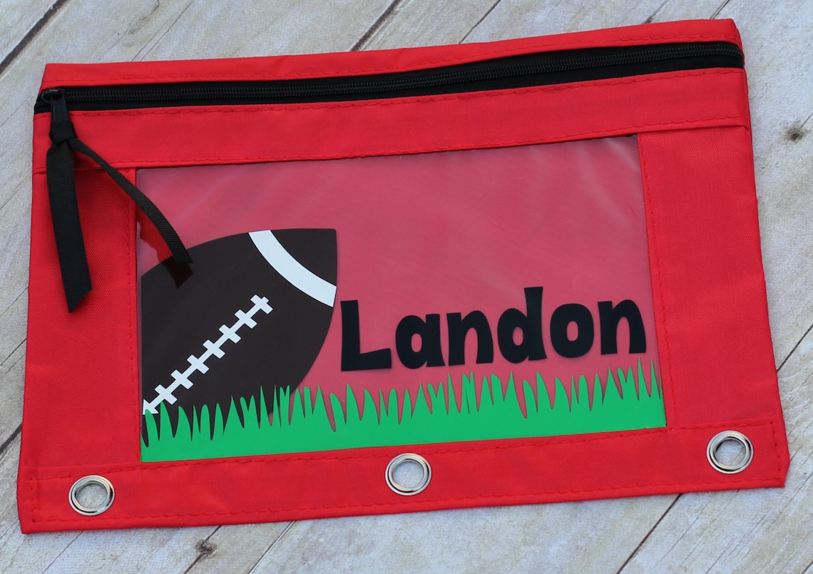 Personalized Football Pencil Pouch Monogram Football Pencil Etsy