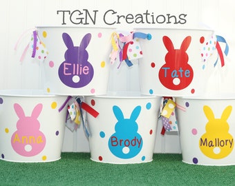 Personalized Easter Basket, Easter Pail, Easter Basket, Personalized Bunny, Monogram Easter, Metal Pail, Monogram Pail,