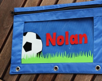 Personalized Soccer Pencil Pouch, Back to School Supplies, Monogram Pencil Pouch, Soccer Binder Pouch