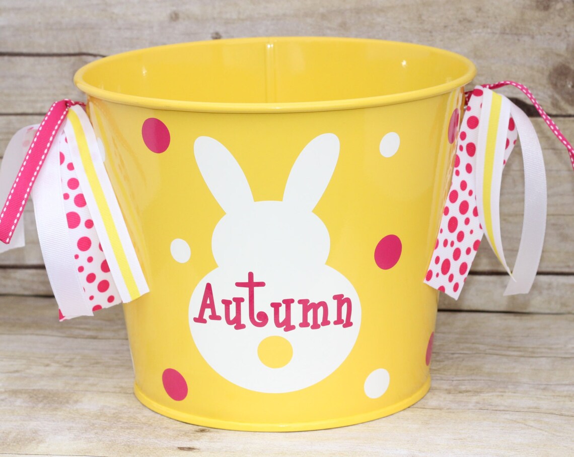 Metal Easter Basket Pail Personalized Easter Basket Etsy