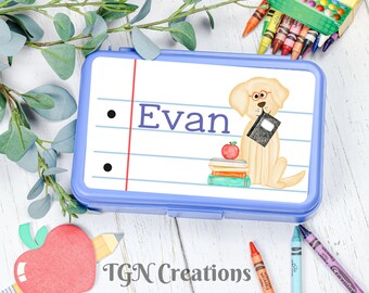 Personalized Back To School Pencil Box, Back to School Supplies, Dog Pencil Box, Personalized School Supplies, Monogram Pencil Box