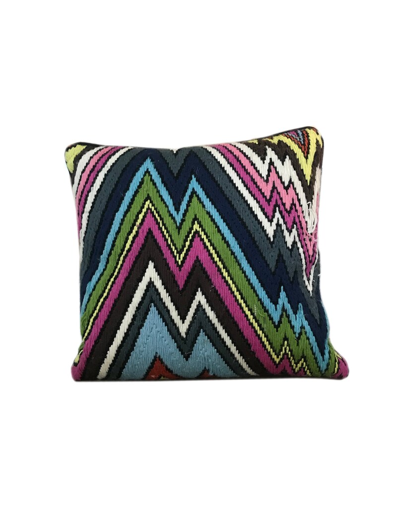 Jonathan Adler Needlepoint Pillow 16x16 Blue And Pink Etsy