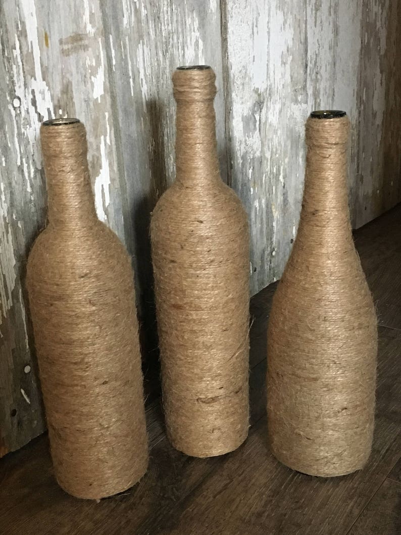 Jute Twine Wrapped Wine Bottle variety of bottle shapes Etsy