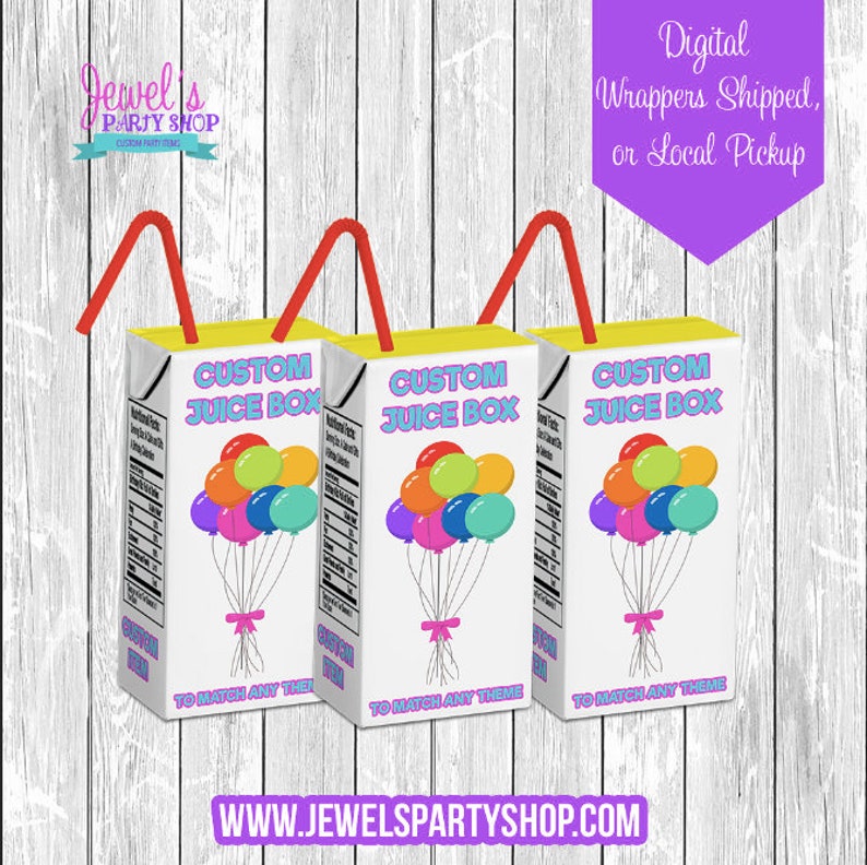 Custom Juice Box, Printed and Shipped Custom Juice Box Labels Custom Party Favors image 1