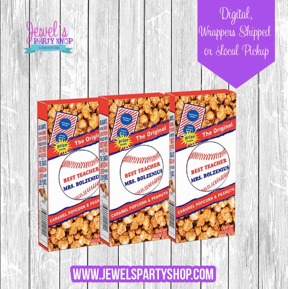 Custom Baseball Cracker Jack Box, Printed and Shipped! Custom Baseball Cracker Jack Box Wrappers! Custom Cracker Jack Box Favors! Il_570xn