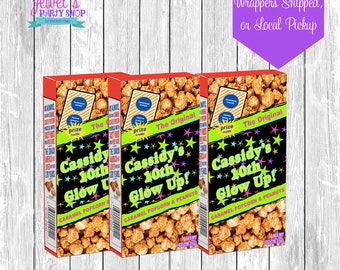 Custom Glow Cracker Jack Box, Printed and Shipped! Custom Glow Cracker Jack Box Wrappers! Custom Cracker Jack Box Favors!