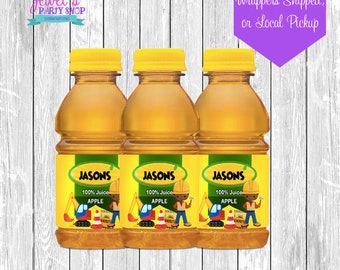 Custom Apple Juice Label, Printed and Shipped! Custom Apple Juice Labels! Custom Construction Party Favors!