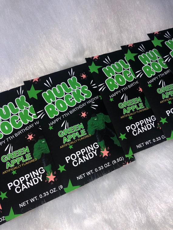 Hulk Custom Pop Rocks Candy, Printed and Shipped! Custom Pop Rocks Candy Wrappers! Hulk/ Avengers Party Favors! Il_570xn