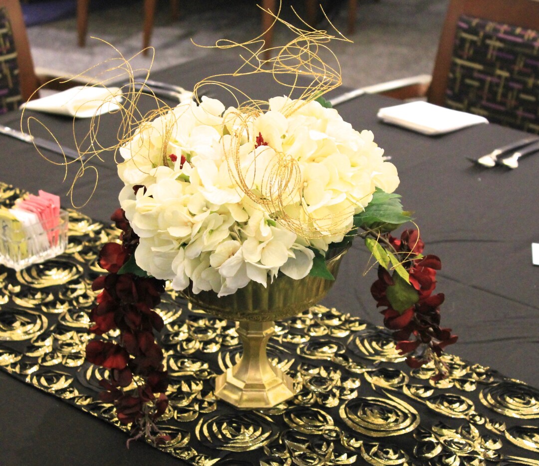 Gold Pedestal Vases Wedding Centrepiece Centerpiece Floral Etsy