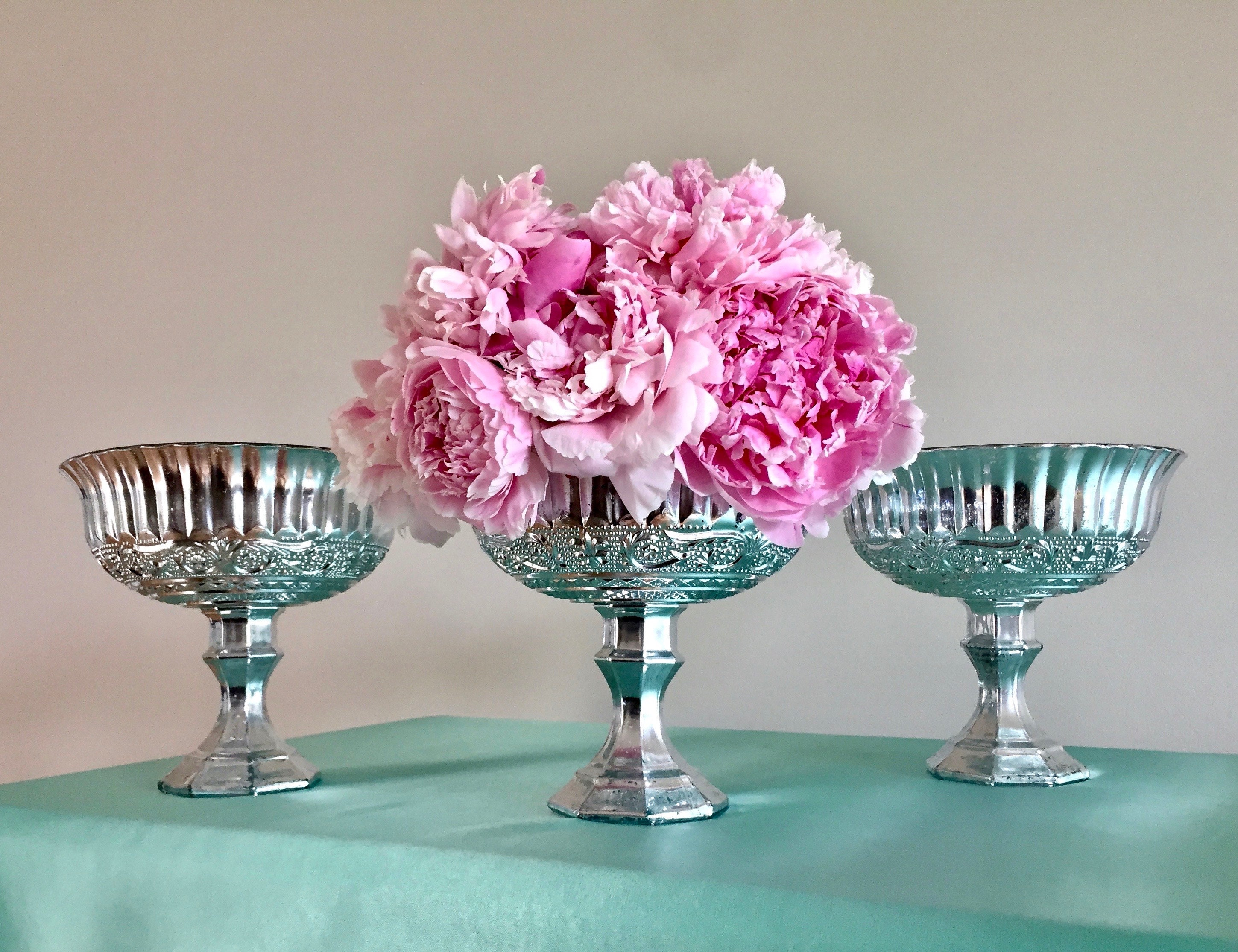 Gold Mercury Glass Pedestal Vase Wedding Centrepiece Centerpeice Table