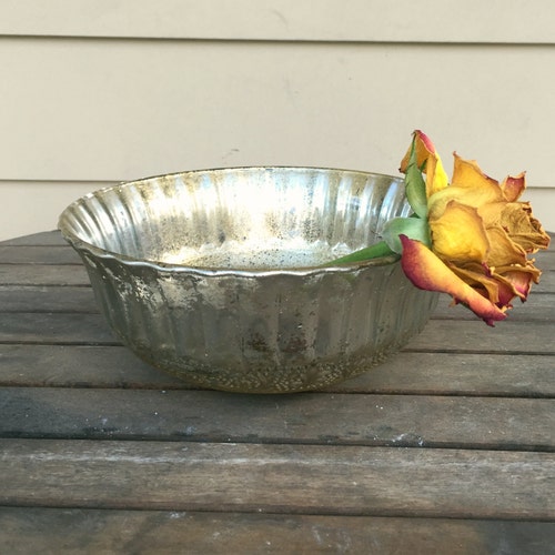 Mercury Glass Oval Bowl Etsy