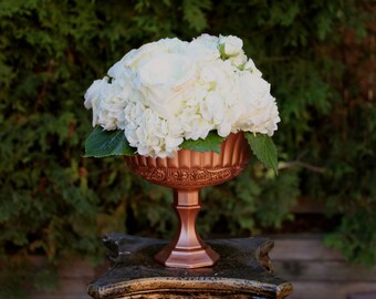 Beautiful Rose Gold Pink Gold Bronze Gold Wedding Centerpiece Centrepiece Wedding Vase Votives Candle Holder Floral Round Vase Mercury Glass